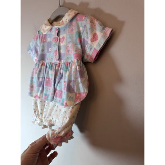 Little Red hen Vintage Baby Girl Patchwork Floral Cotton Romper 3-6 Months - Picture 6 of 14